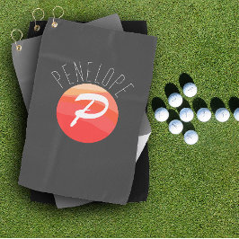 Modernes monogramm Buchstaben P orange Koralle ros Golfhandtuch