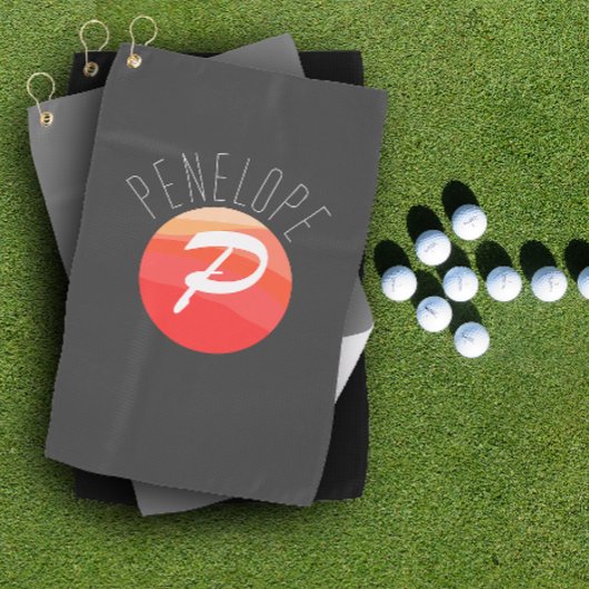 Modernes monogramm Buchstaben P orange Koralle ros Golfhandtuch