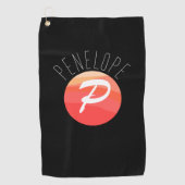 Modernes Monogramm Buchstaben P orangefarbene Kora Golfhandtuch (Vorderseite)