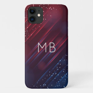 Modernes Monogramm Burgunderrot Navyblau Personali Case-Mate iPhone Hülle