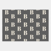 Modernes Monogramm Creme dunkelgrau Anfangsmuster Geschenkpapier Set (Vorderseite 2)