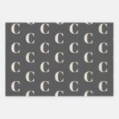 Modernes Monogramm Creme dunkelgrau Anfangsmuster Geschenkpapier Set (Vorderseite 3)