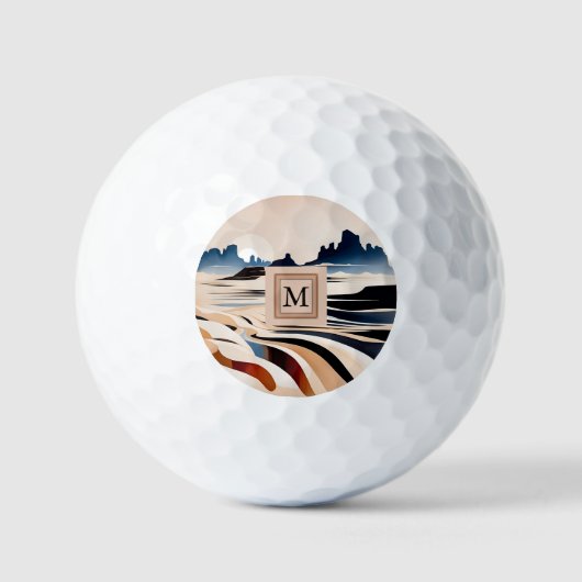 Modernes Monogramm der abstrakten Südwestwüste Golfball (Vorderseite)