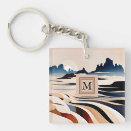 Modernes Monogramm der abstrakten Südwestwüste Schlüsselanhänger