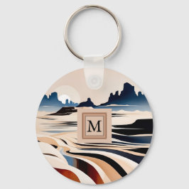 Modernes Monogramm der abstrakten Südwestwüste Schlüsselanhänger