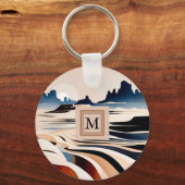 Modernes Monogramm der abstrakten Südwestwüste Schlüsselanhänger (Vorderseite)
