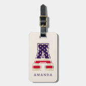 Modernes Monogramm der amerikanischen Flagge A Gepäckanhänger (Vorderseite vertikal)