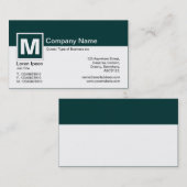 Modernes Monogramm - Dunkle Moos grün und weiß Visitenkarte (Vorne/Hinten)
