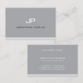 Modernes Monogramm Einfach elegant Grau Beruflich Visitenkarte (Vorne/Hinten)