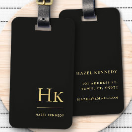 Modernes Monogramm Einfach Elegantes Schwarzes Gol Gepäckanhänger