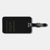 Modernes Monogramm Einfach Elegantes Schwarzes Gol Gepäckanhänger (Rückseite horizontal)