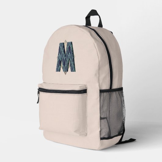 Modernes Monogramm | Einfach Minimalistisch Bedruckter Rucksack (Rückseitige Ecke Rechts)