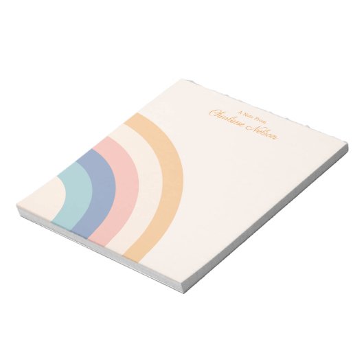 Modernes Monogramm Einfach Stilvolles Retro-Regenb Notizblock (Rotiert)