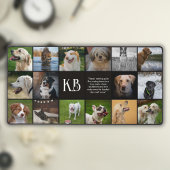 Modernes Monogramm Einzigartiges 16-Foto Collage Schreibtischunterlage