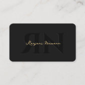 Modernes Monogramm EleganBlack R N Visitenkarte (Vorderseite)