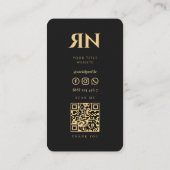 Modernes Monogramm EleganBlack R N Visitenkarte (Rückseite)