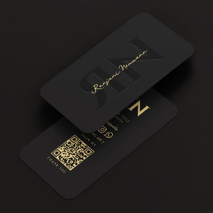 Modernes Monogramm EleganBlack R N Visitenkarte