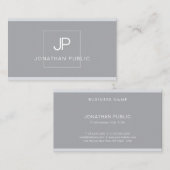 Modernes Monogramm Elegant Einfaches Grau Beruflic Visitenkarte (Vorne/Hinten)