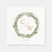 Modernes Monogramm Elegant Eukalyptus Napkins Serviette (Vorderseite)