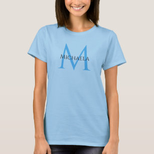 Modernes Monogramm Elegant Womens Light Blue T-Shirt