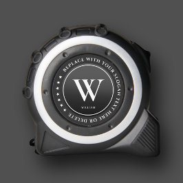Modernes Monogramm Erstbau Schwarz-weiß Maßband