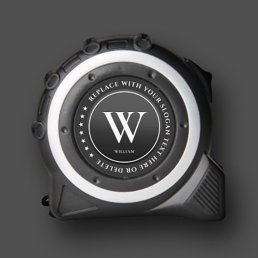 Modernes Monogramm Erstbau Schwarz-weiß Maßband