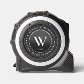 Modernes Monogramm Erstbau Schwarz-weiß Maßband (Vorderseite)