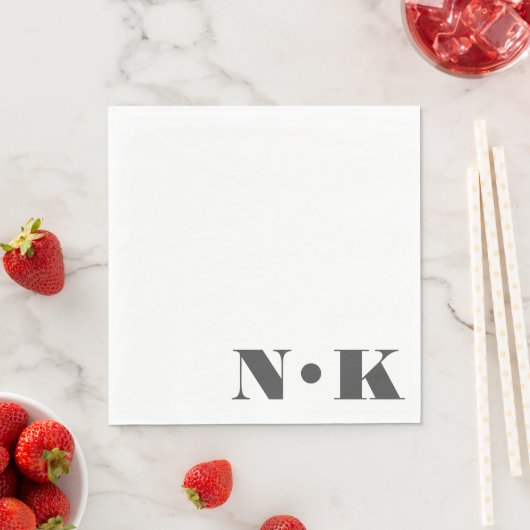 Modernes Monogramm erste Schwarz-weiße Hochzeit Serviette (Beispiel)