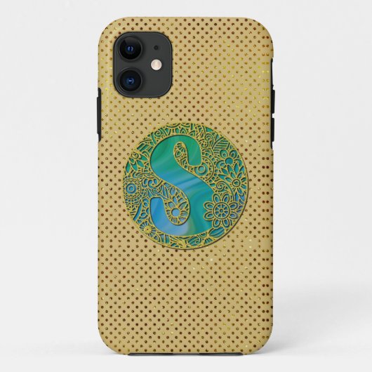 Modernes Monogramm Erstgoldbrief und Türkis Case-Mate iPhone Hülle (Rückseite)