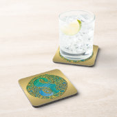 Modernes Monogramm Erstgoldbrief und Türkis Getränkeuntersetzer (Rechte Seite)