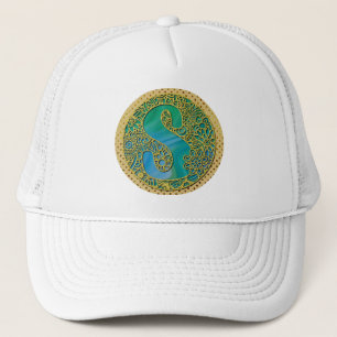 Modernes Monogramm Erstgoldbrief und Türkis Truckerkappe
