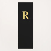 Modernes Monogramm Erstschwarzes Gold Yogamatte (Vorderseite)