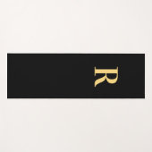 Modernes Monogramm Erstschwarzes Gold Yogamatte (Vorderseite (Horizontal))