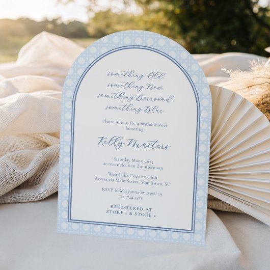 Modernes Monogramm etwas Blue Cane Brautparty Einladung