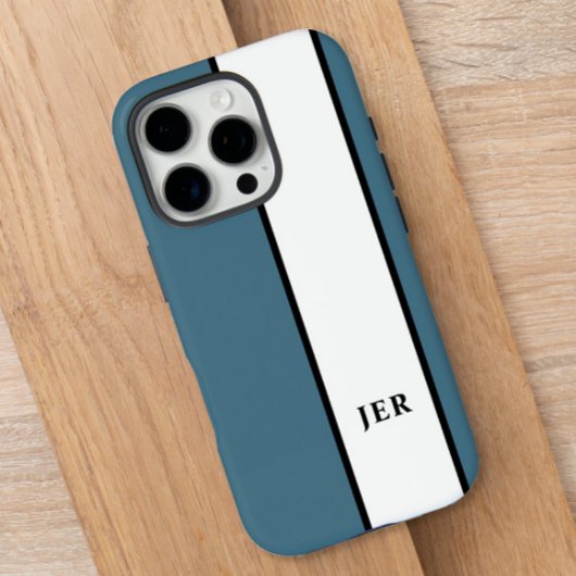 Modernes Monogramm | Fall Blue Stripe iPhone 16 Case-Mate iPhone Hülle