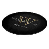 Modernes Monogramm Familienname Rustikal Black Schneidebrett (Ecke)