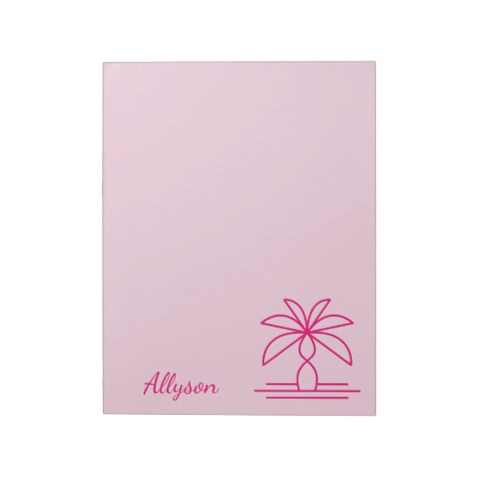 Modernes Monogramm farbenfroh, stilvoll rosa Notizblock (Rotiert)