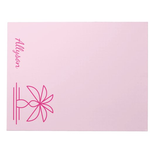 Modernes Monogramm farbenfroh, stilvoll rosa Notizblock (Vorderseite)