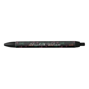 Modernes Monogramm farbenfrohe Bow-Muster Schwarz Kugelschreiber