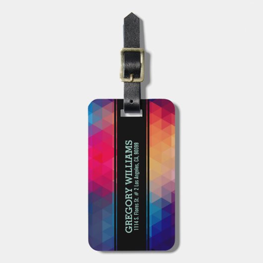 Modernes monogramm farbiges geometrisches Muster Gepäckanhänger (Vorderseite vertikal)