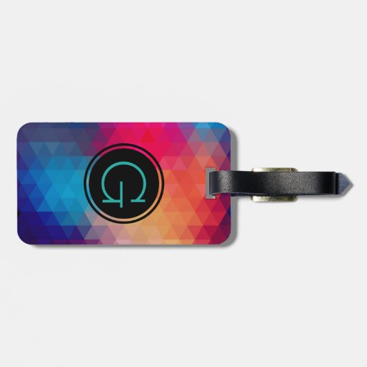 Modernes monogramm farbiges geometrisches Muster Gepäckanhänger (Rückseite horizontal)