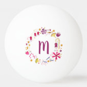 Modernes Monogramm Floral Tischtennisball (Rückseite)