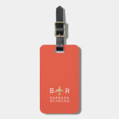 Modernes Monogramm-Flugzeug Warm Reddisch Reisen Gepäckanhänger (Vorderseite vertikal)