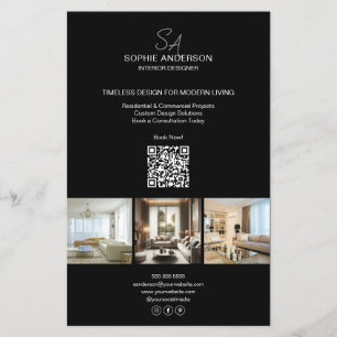 Modernes Monogramm Foto Black Beruflich Business Flyer