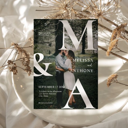 Modernes Monogramm-Foto Einladung