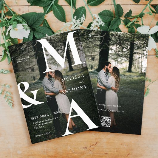 Modernes Monogramm-Foto Einladung