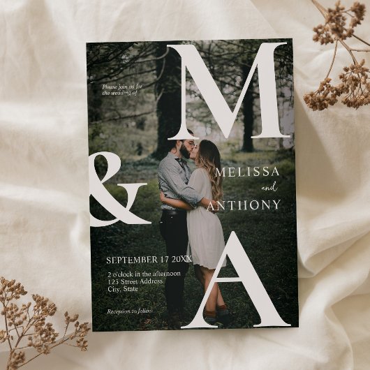 Modernes Monogramm-Foto Einladung