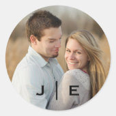 Modernes Monogramm-Foto Runder Aufkleber (Vorderseite)