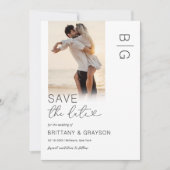 Modernes Monogramm-Foto Save The Date (Vorderseite)