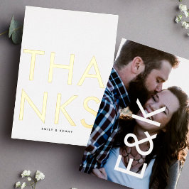 Modernes Monogramm Foto ZWEI Vielen Dank GOLD Folieneinladung